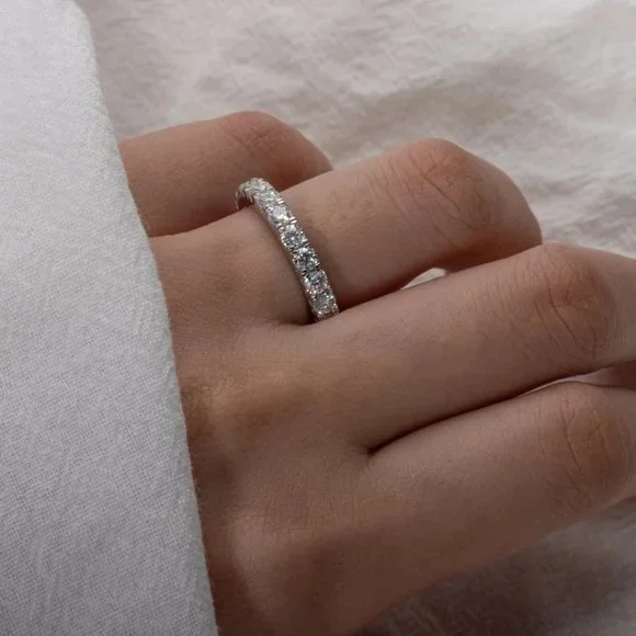 #Certified 2~3 ct. t.w. 3mm Moissanite Diamond Full Eternity Band Ring NEW
